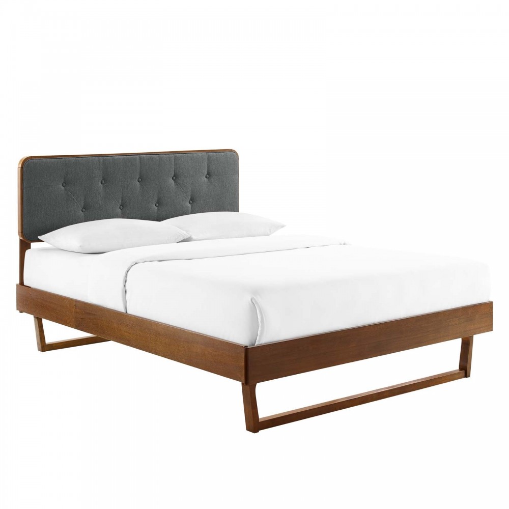 Bridgette Queen Wood Platform Bed With Angular Frame