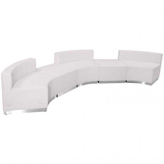 Melrose White LeatherSoft Reception Configuration, 5 Pieces