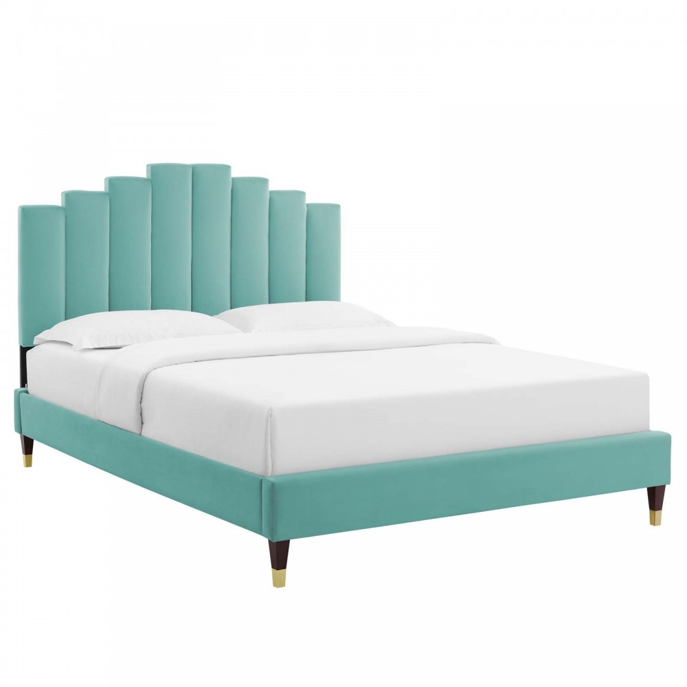 Elise Queen Performance Velvet Platform Bed Elise Queen Performance Velvet Platform Bed