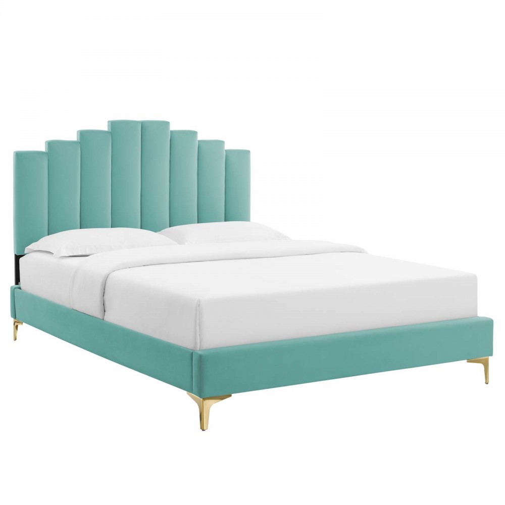 Elise Queen Performance Velvet Platform Bed Elise Queen Performance Velvet Platform Bed
