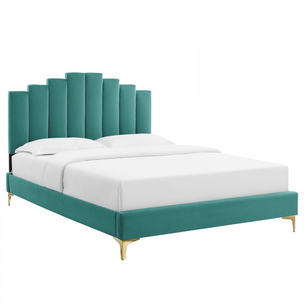 Elise Queen Performance Velvet Platform Bed Elise Queen Performance Velvet Platform Bed