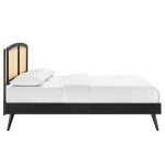 Sierra Cane and Wood Full Platform Bed With Splayed Legs