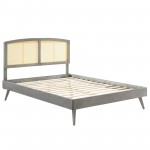 Sierra Cane and Wood Full Platform Bed With Splayed Legs