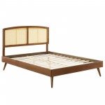 Sierra Cane and Wood Full Platform Bed With Splayed Legs