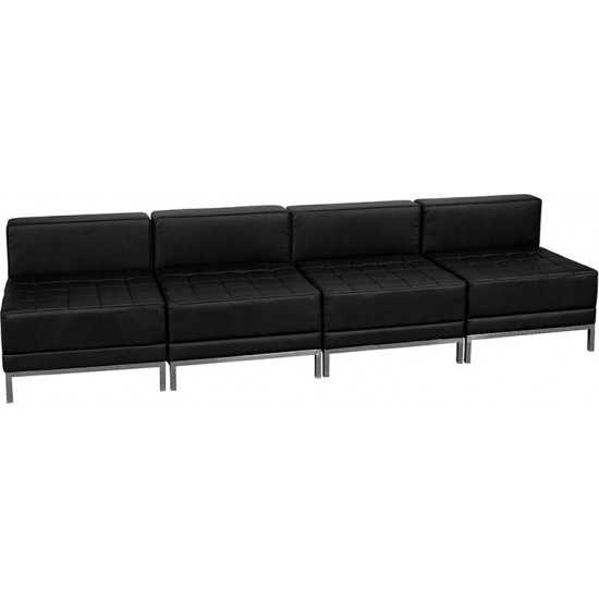 Black LeatherSoft Lounge Set, 4 Pieces