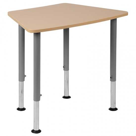 Hex Natural Collaborative Student Desk (Adjustable from 22.3" to 34") - Home and Classroom