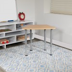 Hex Natural Collaborative Student Desk (Adjustable from 22.3" to 34") - Home and Classroom