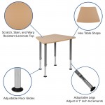 Hex Natural Collaborative Student Desk (Adjustable from 22.3" to 34") - Home and Classroom