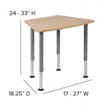 Hex Natural Collaborative Student Desk (Adjustable from 22.3" to 34") - Home and Classroom