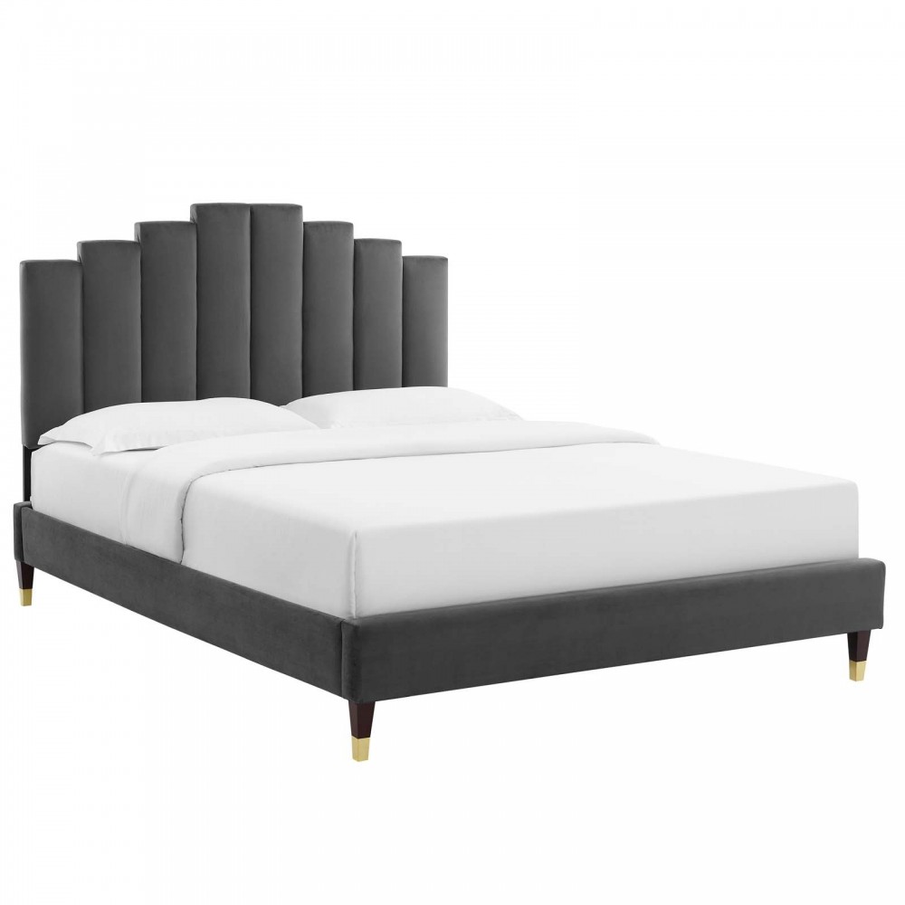 Elise Full Performance Velvet Platform Bed Elise Full Performance Velvet Platform Bed