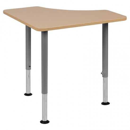 Triangular Natural Collaborative Student Desk (Adjustable from 22.3" to 34") - Home and Classroom