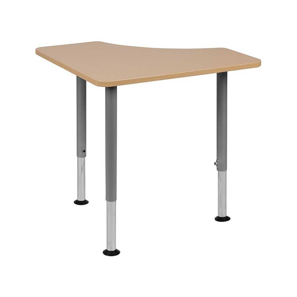 Triangular Natural Collaborative Student Desk (Adjustable from 22.3" to 34") - Home and Classroom