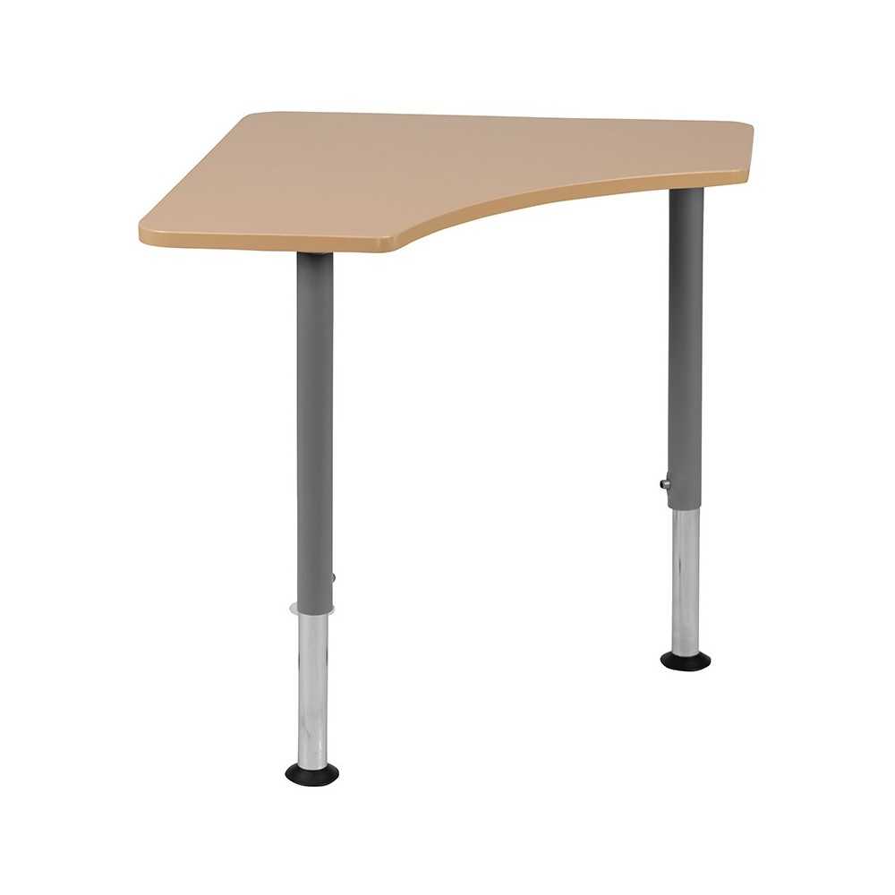 Triangular Natural Collaborative Student Desk (Adjustable from 22.3