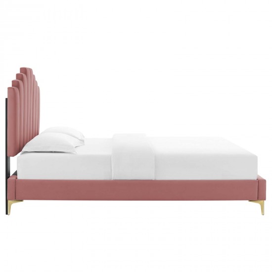 Elise Twin Performance Velvet Platform Bed