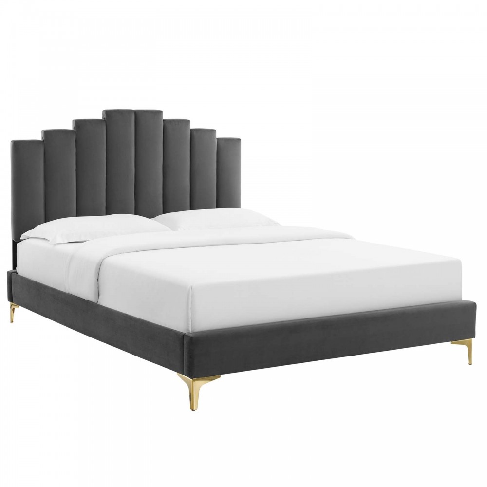 Elise Full Performance Velvet Platform Bed Elise Full Performance Velvet Platform Bed