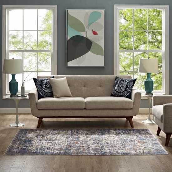 Minu Distressed Floral Lattice 8x10 Area Rug
