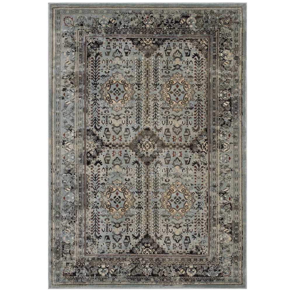 Enye Distressed Vintage Floral Lattice 8x10 Area Rug