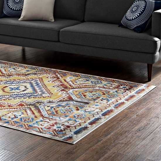 Florita Distressed Southwestern Aztec 5x8 Area Rug