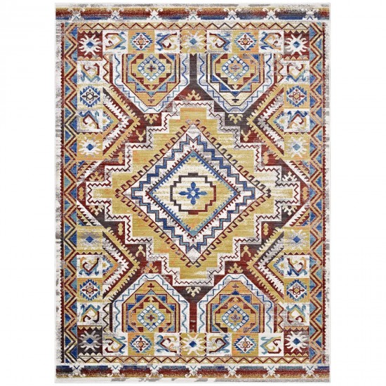 Florita Distressed Southwestern Aztec 8x10 Area Rug