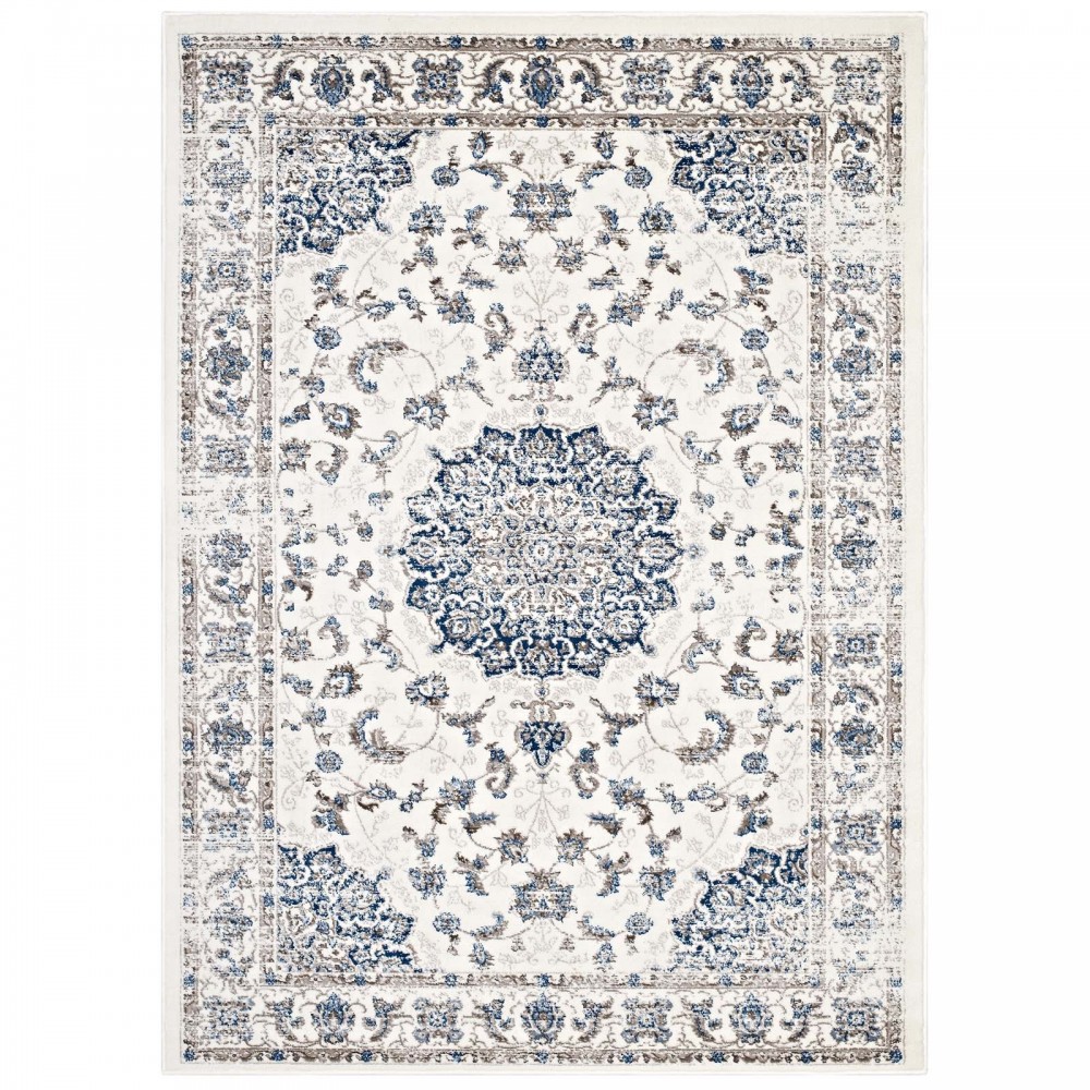 Lilja Distressed Vintage Persian Medallion 8x10 Area Rug