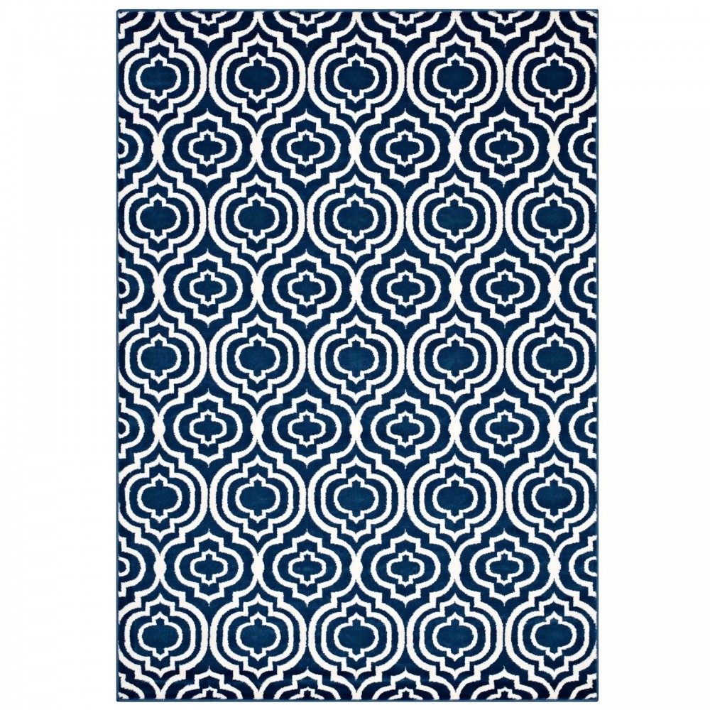 Frame Transitional Moroccan Trellis 5x8 Area Rug