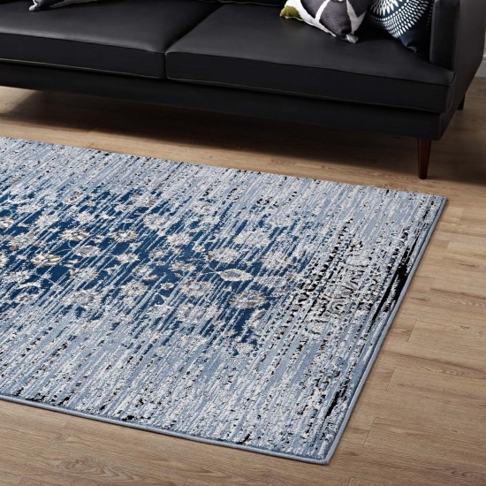 Chiara Distressed Floral Lattice Contemporary 5x8 Area Rug