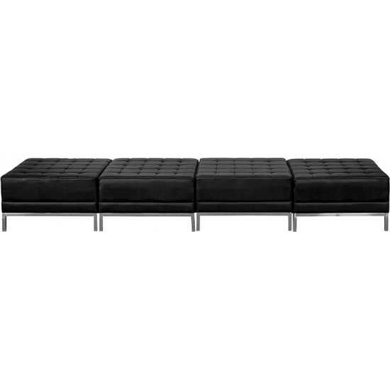 Black LeatherSoft Four Seat Bench