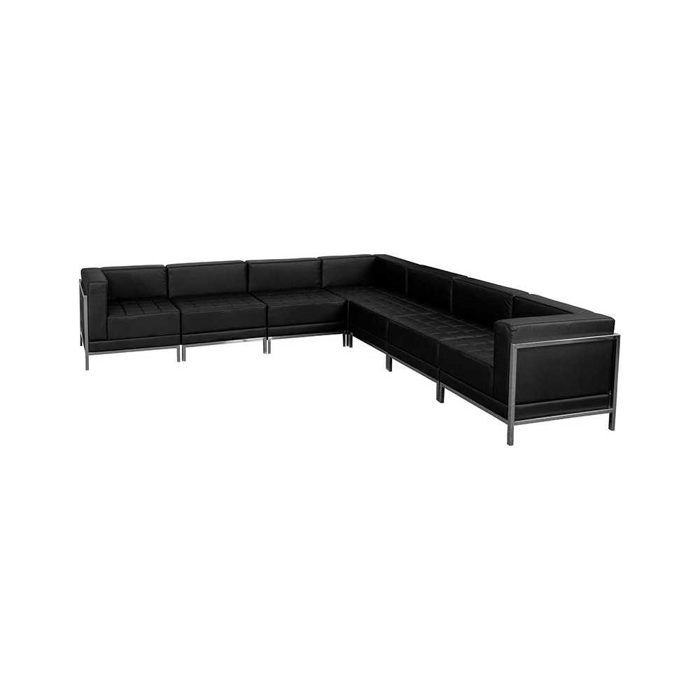 Black LeatherSoft Sectional Configuration, 7 Pieces