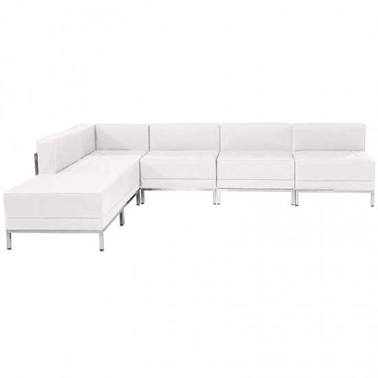 Melrose White LeatherSoft Sectional Configuration, 6 Pieces