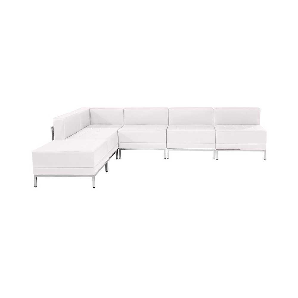 Melrose White LeatherSoft Sectional Configuration, 6 Pieces