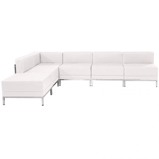 Melrose White LeatherSoft Sectional Configuration, 6 Pieces