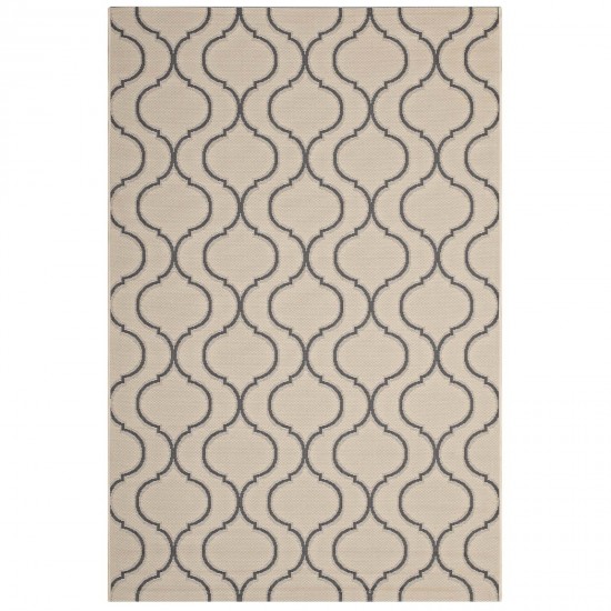 Linza Wave Abstract Trellis 5x8 Indoor and Outdoor Area Rug