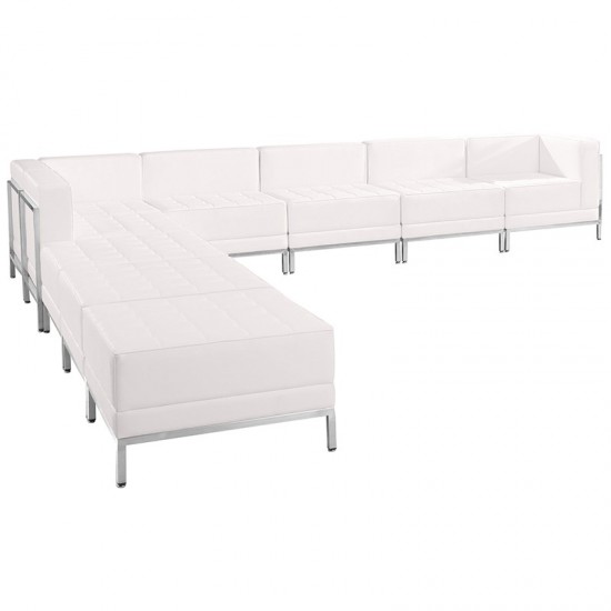 Melrose White LeatherSoft Sectional Configuration, 9 Pieces