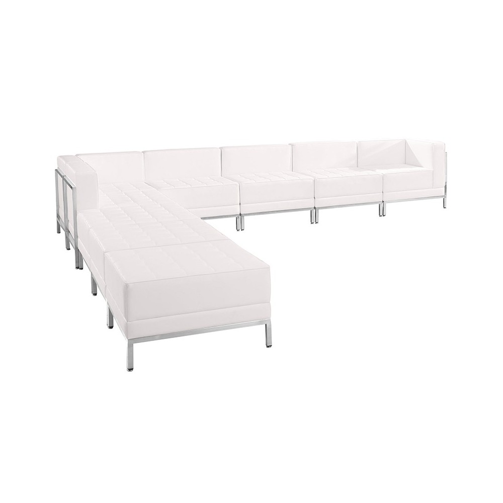 Melrose White LeatherSoft Sectional Configuration, 9 Pieces