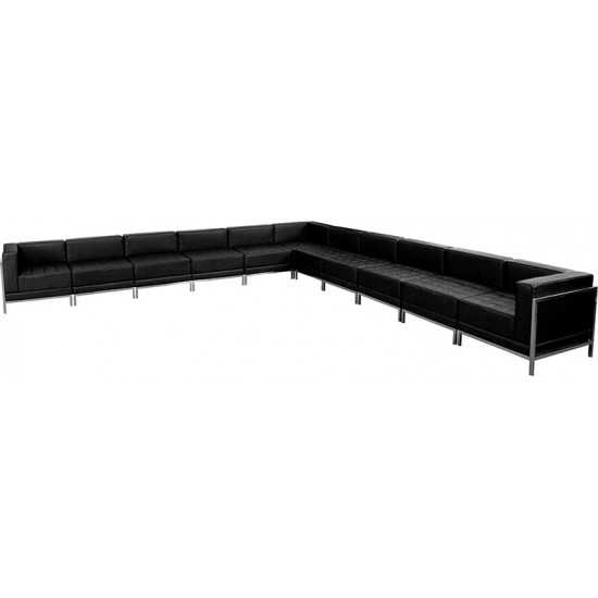 Black LeatherSoft Sectional Configuration, 11 Pieces