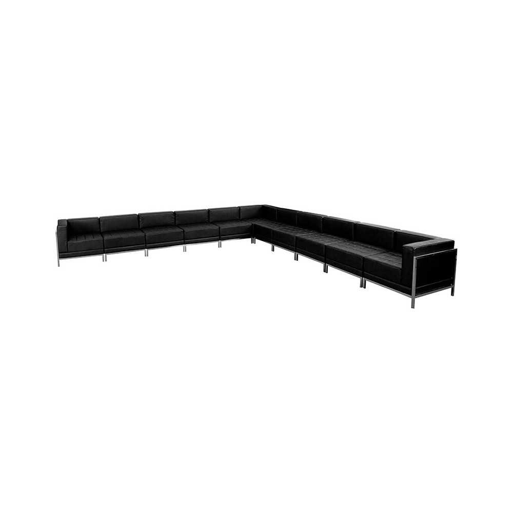 Black LeatherSoft Sectional Configuration, 11 Pieces