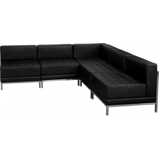 Black LeatherSoft Sectional Configuration, 5 Pieces