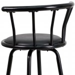 Crown Back Black Metal Barstool with Black Vinyl Swivel Seat