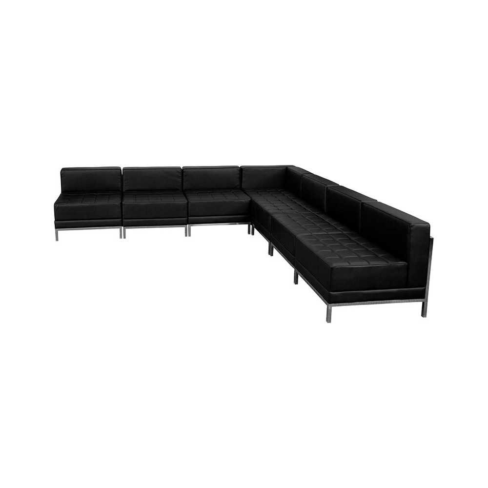 Black LeatherSoft Sectional Configuration, 7 Pieces