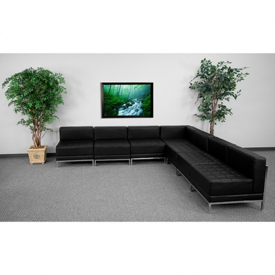 Black LeatherSoft Sectional Configuration, 7 Pieces