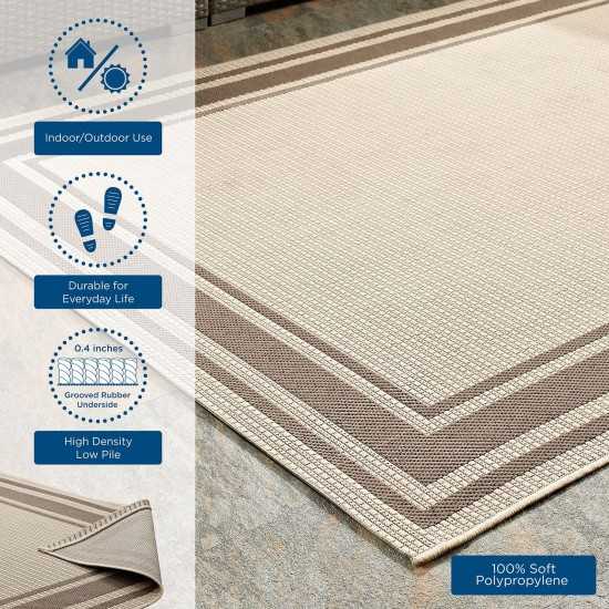 Rim Solid Border 9x12 Indoor and Outdoor Area Rug