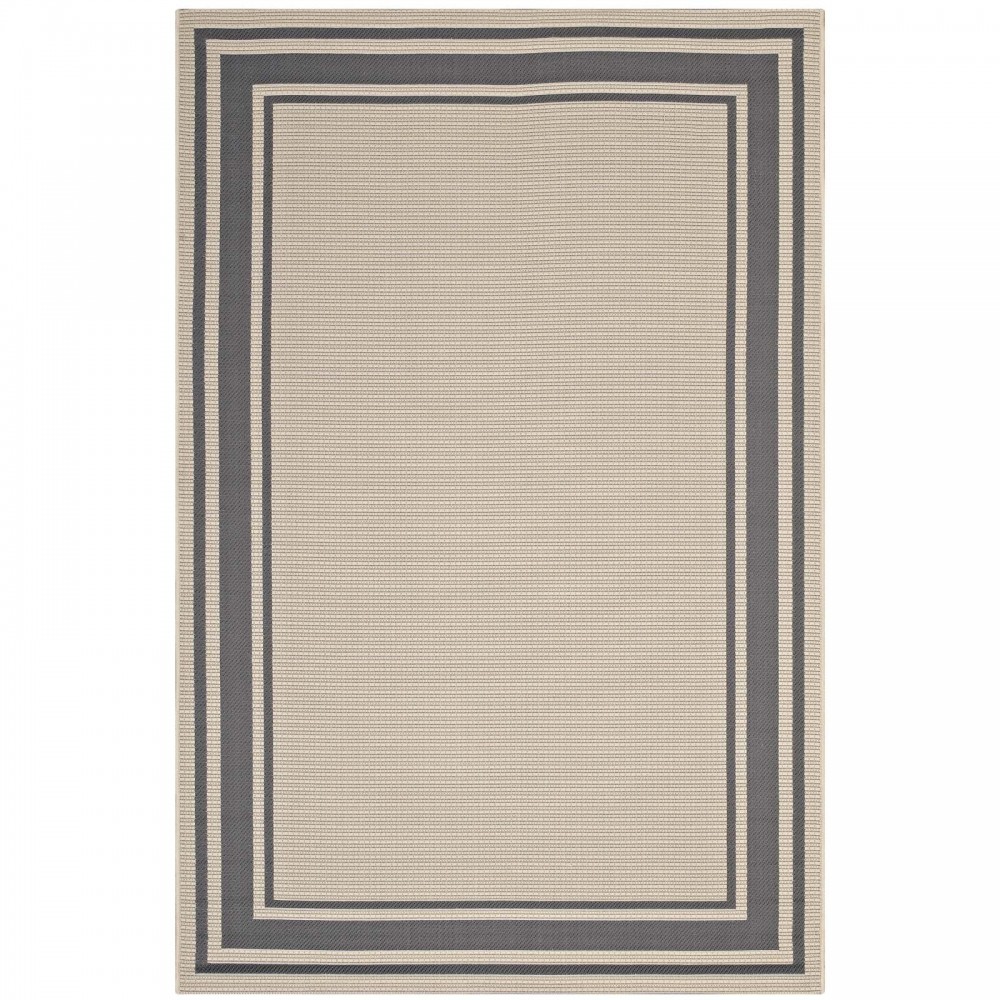 Rim Solid Border 9x12 Indoor and Outdoor Area Rug