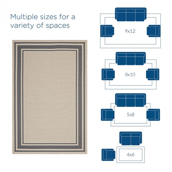 Rim Solid Border 9x12 Indoor and Outdoor Area Rug