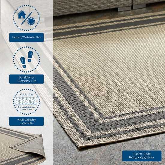 Rim Solid Border 9x12 Indoor and Outdoor Area Rug