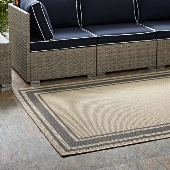 Rim Solid Border 9x12 Indoor and Outdoor Area Rug