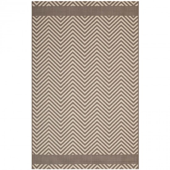 Optica Chevron With End Borders 5x8 Indoor and Outdoor Area Rug