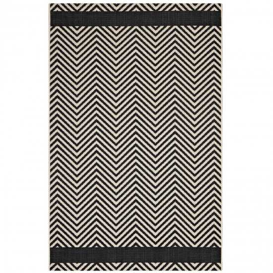 Optica Chevron With End Borders 5x8 Indoor and Outdoor Area Rug