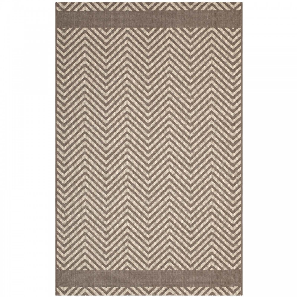 Optica Chevron With End Borders 8x10 Indoor and Outdoor Area Rug