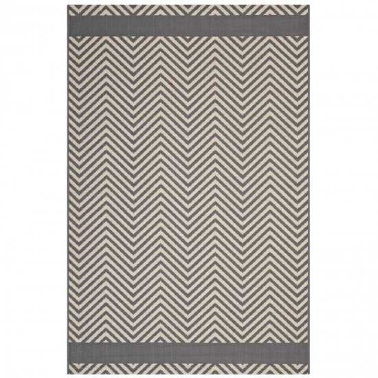 Optica Chevron With End Borders 8x10 Indoor and Outdoor Area Rug