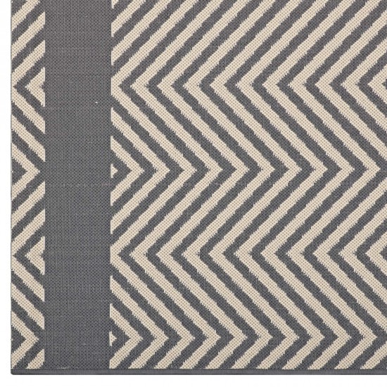 Optica Chevron With End Borders 8x10 Indoor and Outdoor Area Rug